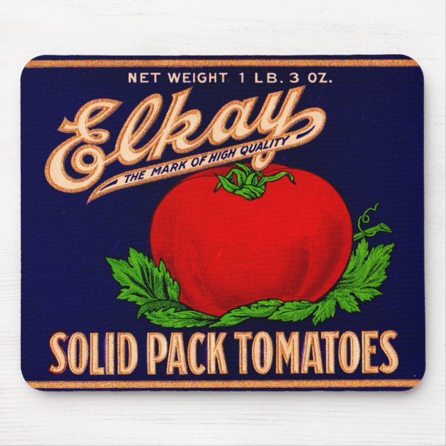 Mousepad  Os tomates "pacote sólido" Elkay dos anos 30 pode (Frente)