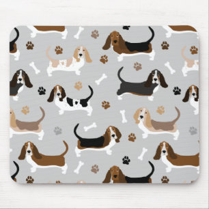 Mousepad Ossos do Cachorro do Cachorro-Basset e Pedras