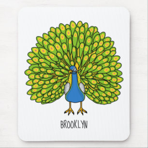 Mousepad Ótima ilustração de pássaro pavão brilhante