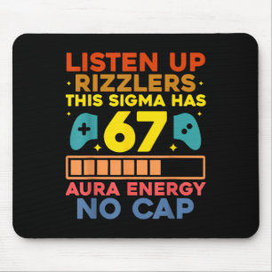 Mousepad Ouça Rizzlers Aura Energy 67 Sem Limite Sigma Mem