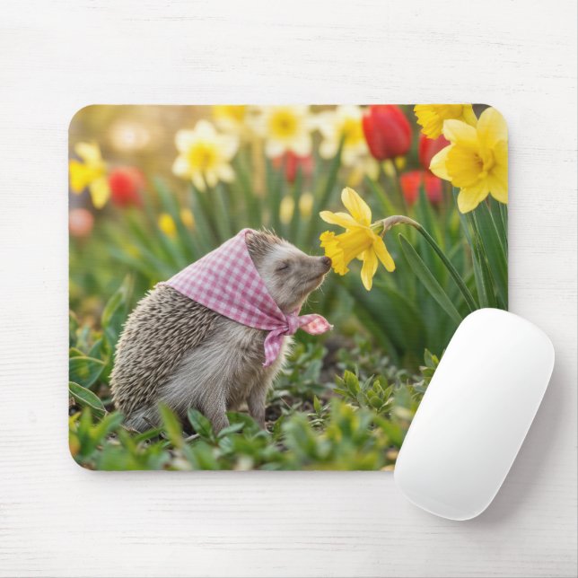 Mousepad ouriço-cheiroso-de-narciso-amarelo (Com mouse)