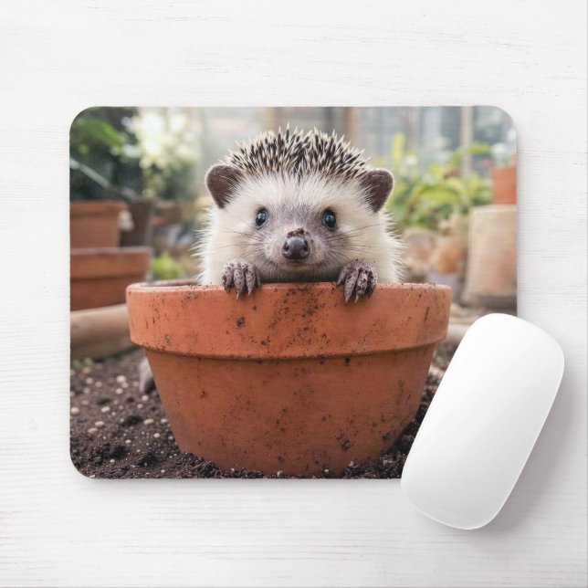 Mousepad ouriço em um vaso de barro (Com mouse)