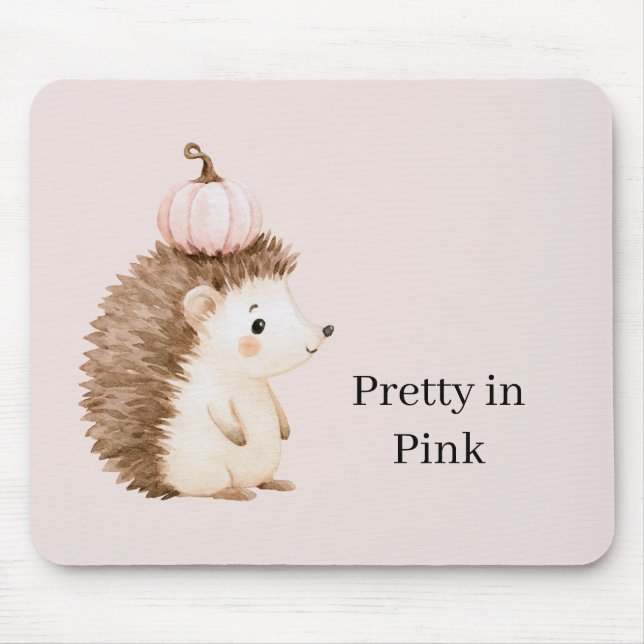 Mousepad ouriço fofo abóbora rosa (Frente)