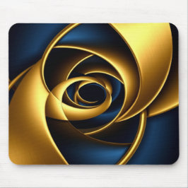 Mousepad ouro azul espiral padrão abstrato vórtice luxo ge