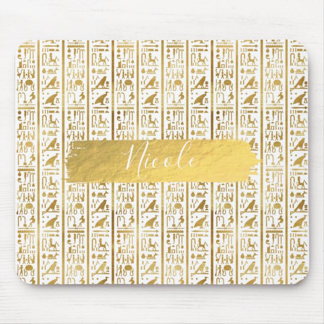 Mousepad Ouro & Branco Egito Egípcio Glam Moderno Chic (Frente)