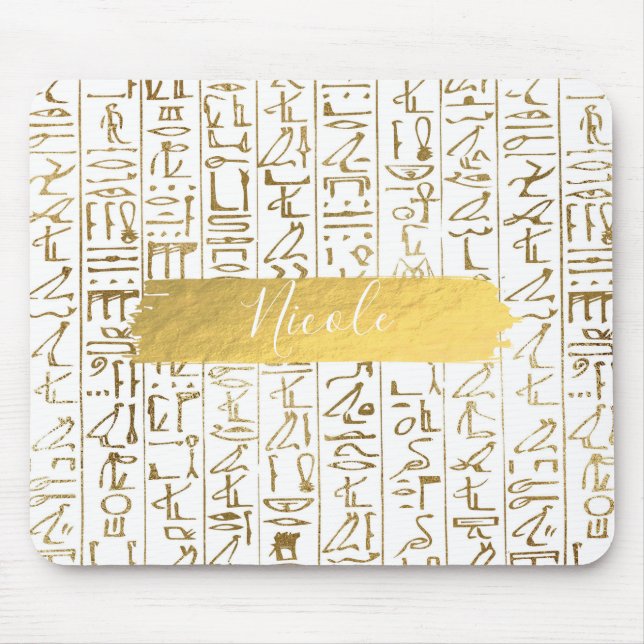 Mousepad Ouro & Branco Egito Egípcio Glam Moderno Chic (Frente)