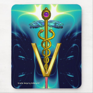 Mousepad OURO CADUCEUS - SÍMBOLO VETERINÁRIO / Azul-Azul-