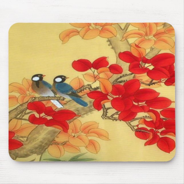 Mousepad Ouro chinês e floral vermelho (Frente)
