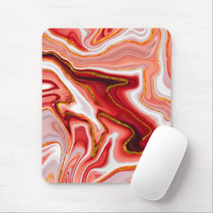 Mousepad Ouro Coral Abstrato Arte Fluida em Mármore