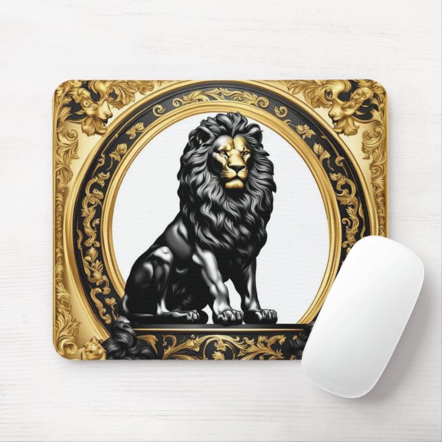 Mousepad Ouro de leão e quadro ornamental negro (Com mouse)