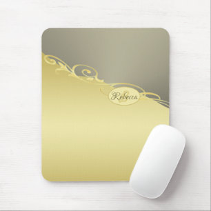 Mousepad Ouro de luxo decorativo em ouro e prata, monograma