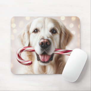 Mousepad Ouro De Natal Retriever Com Canas Doces