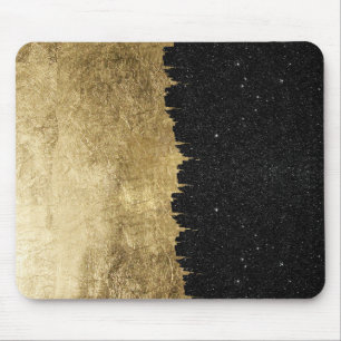 Mousepad Ouro do falso & Brushstrokes pretos da noite