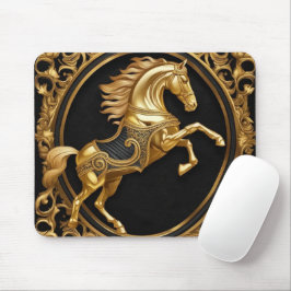Mousepad Ouro Dourado de cavalo e armação ornamental negra