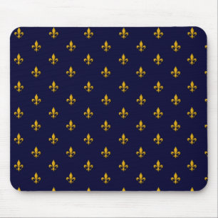 Mousepad Ouro Fleur de Lis no Marinho Blue