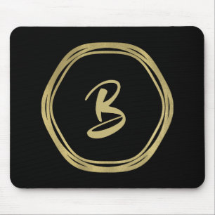 Mousepad Ouro Glam & Anéis Pretos (Qualquer Cor) Modern Gla