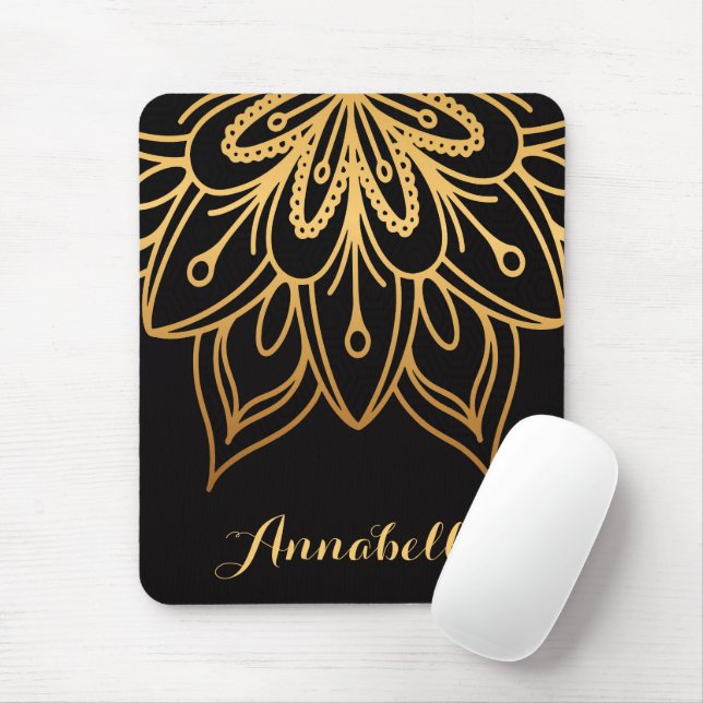 Mousepad Ouro Mandala (Com mouse)