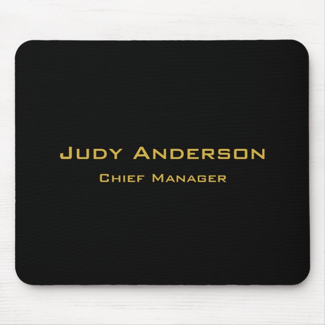 Mousepad Ouro Metálico & Preto Moderno Elegante Profissiona (Frente)