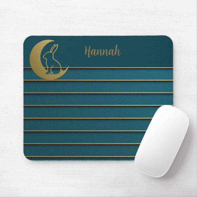 Mousepad Ouro Moon e Bunny no Teal (Com mouse)