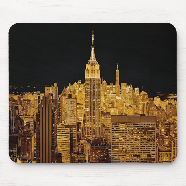 Mousepad Ouro Night Skyline of Nova Iorque (Frente)