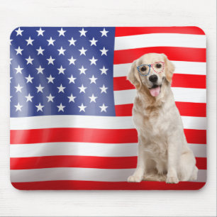 Mousepad Ouro Patriótico Retriever com Bandeira