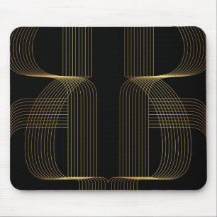 Mousepad Ouro, preto, linha arte na moda elegante, legal,