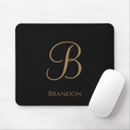 Mousepad Ouro Preto Nome Personalizado e Monograma