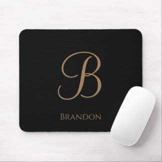 Mousepad Ouro Preto Nome Personalizado e Monograma