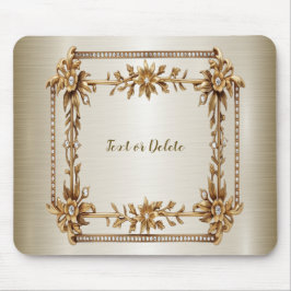Mousepad Ouro Retângulo com Flores de Dimond Brilhantes