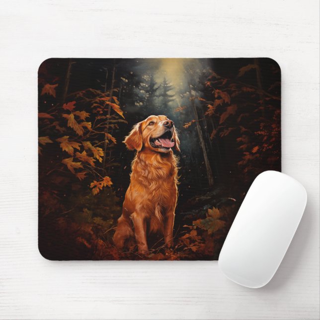 Mousepad Ouro Retriever à noite (Com mouse)