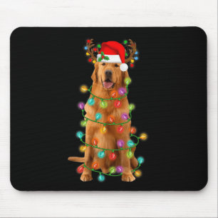 Mousepad Ouro Retriever Árvore de Natal Luz Pajama