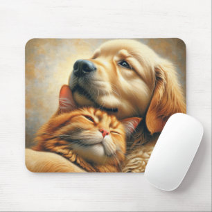 Mousepad Ouro Retriever Com Ginger Cat
