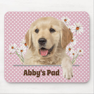 Mousepad Ouro Retriever e Painel de Mouse do Daisiers