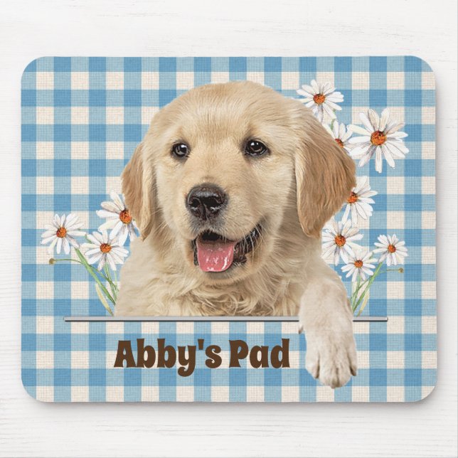 Mousepad Ouro Retriever e Painel de Mouse do Daisiers (Frente)