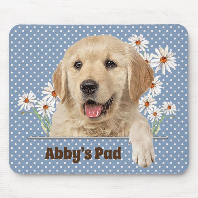 Mousepad Ouro Retriever e Painel de Mouse do Daisiers (Frente)