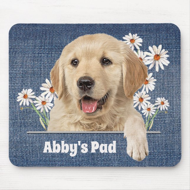 Mousepad Ouro Retriever e Painel de Mouse do Daisiers (Frente)