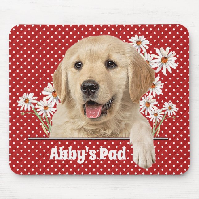 Mousepad Ouro Retriever e Painel de Mouse do Daisiers (Frente)