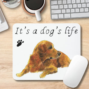 Mousepad Ouro Retriever Pintando Cães Vida Engraçado Slogan