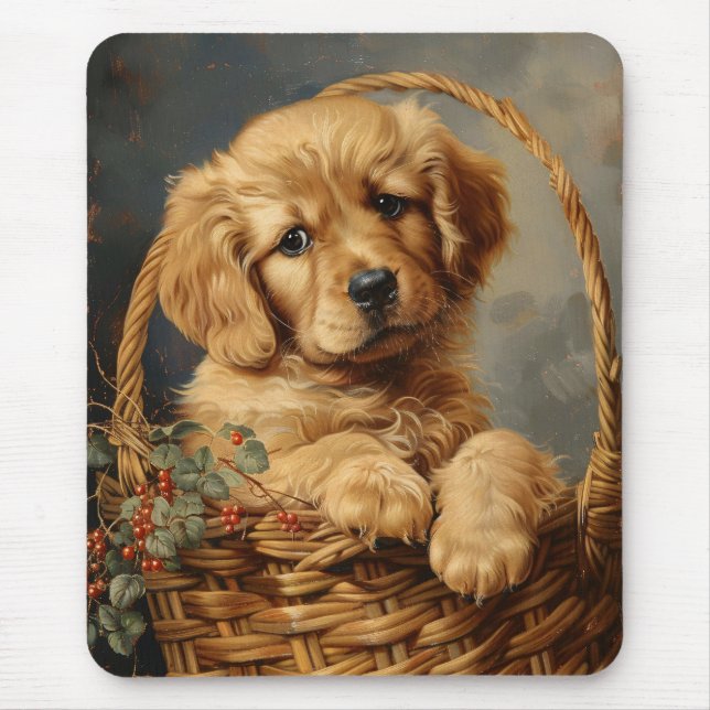 Mousepad Ouro Retriever Puppy em um soquete (Frente)