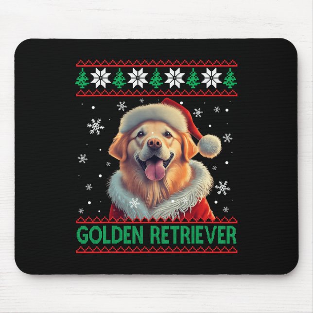 Mousepad Ouro Retriever Santa Hat Natal Feio (Frente)