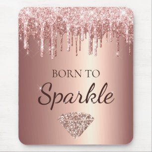 Mousepad Ouro Rosa Glamour Gotejando Brilho Nascido para Br
