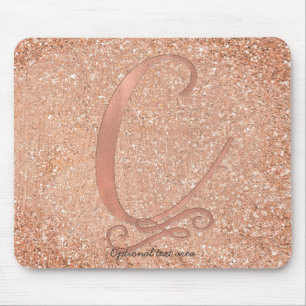 Mousepad Ouro Rosa Rosa Glam Inicial Nome Letra C Personali