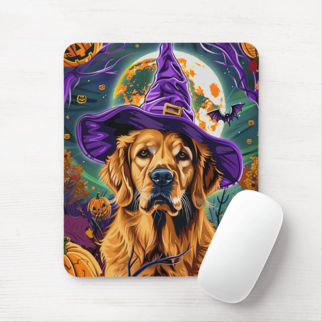Mousepad Ouro Spooky Retriever Halloween Pumpkin (Com mouse)