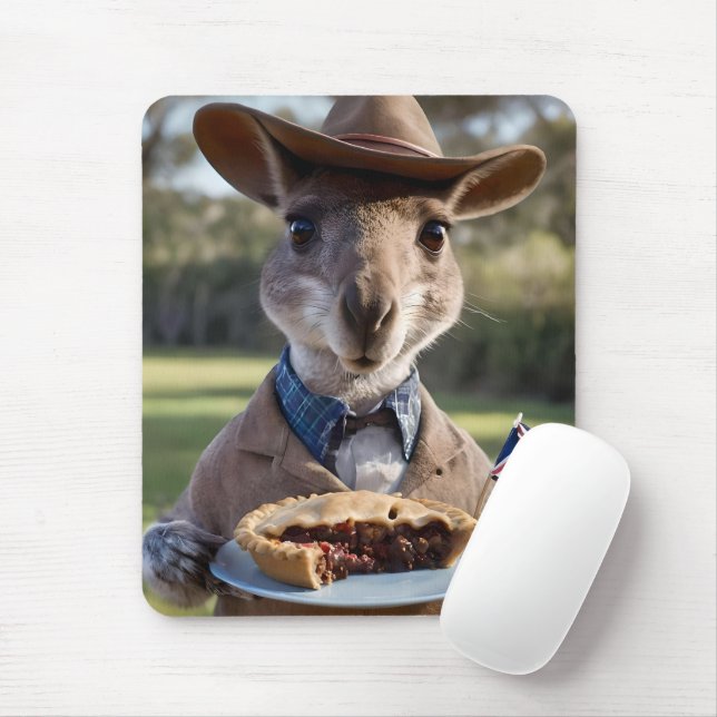 Mousepad "Outback Delight: Um Canguru come carne Aussie (Com mouse)
