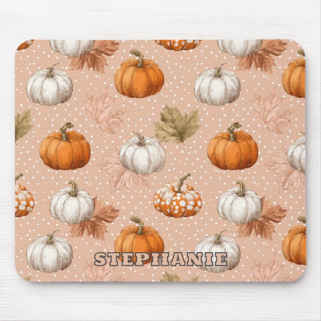 Mousepad outono de colheita russa - Pumpkins & Leaves (Frente)