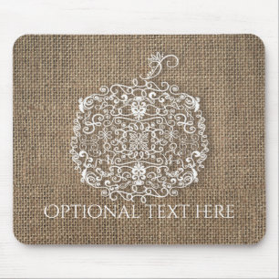 Mousepad Outono Filigrana Abóbora & Estopa Visual Rústico