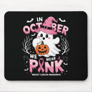 Mousepad Outubro Nós Usamos Camisa Rosa Fantasma Câncer de 
