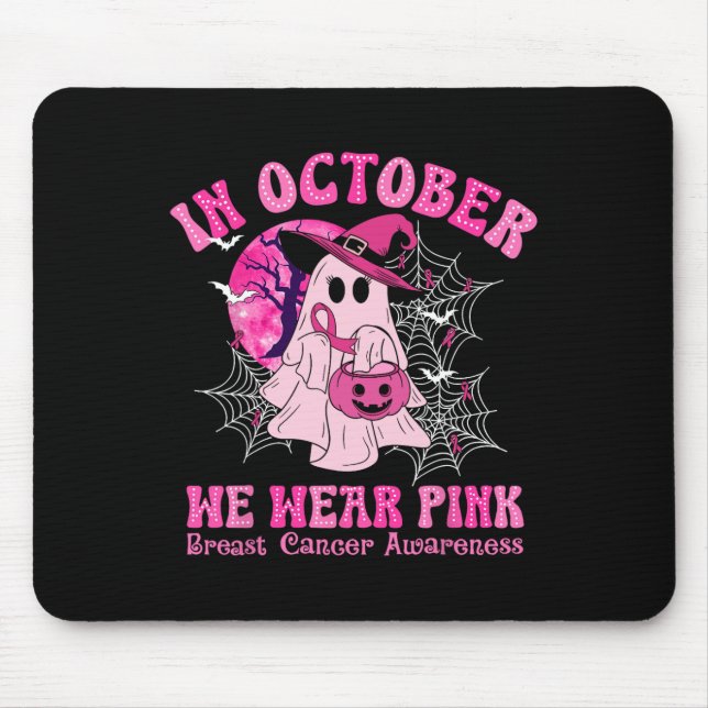 Mousepad Outubro Vestimos mulheres Canceres rosa fantasma (Frente)