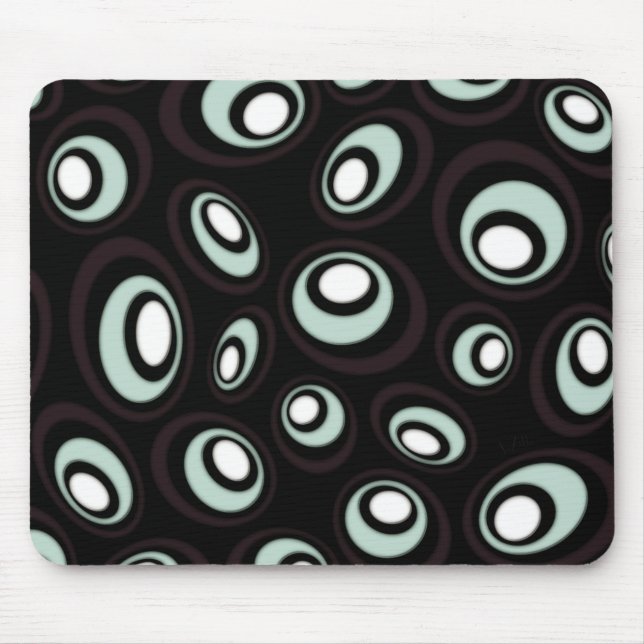 Mousepad Ovalas Retroativas de Deslocamento de Casa e Creme (Frente)