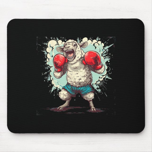 Mousepad Ovelha Boxeando Com Luvas de Boxe Kickboxing Engra (Frente)
